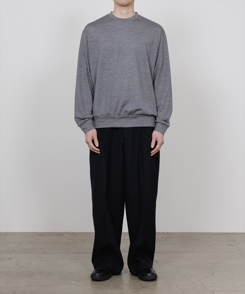 CREW NECK L/S TEE SUPER100s WASHABLE WOOL JERSEY