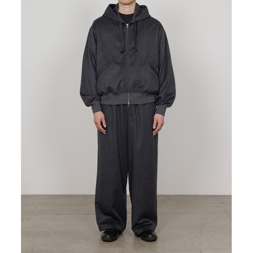 WIDE CYLINDER FIT EASY PANTS WOOL SILK CASHMERE BEAVER