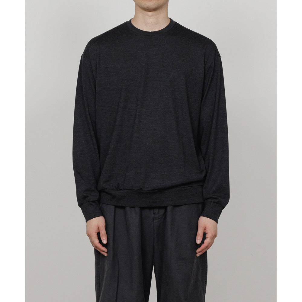 CREW NECK L/S TEE SUPER100s WASHABLE WOOL JERSEY