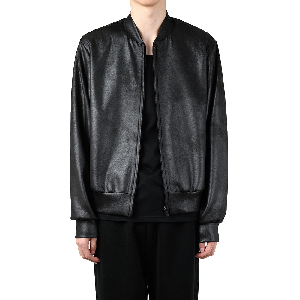 STRETCH FAUX LEATHER JERSEY BLOUSON