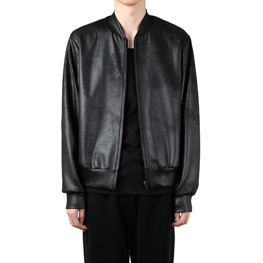  STRETCH FAUX LEATHER JERSEY BLOUSON  