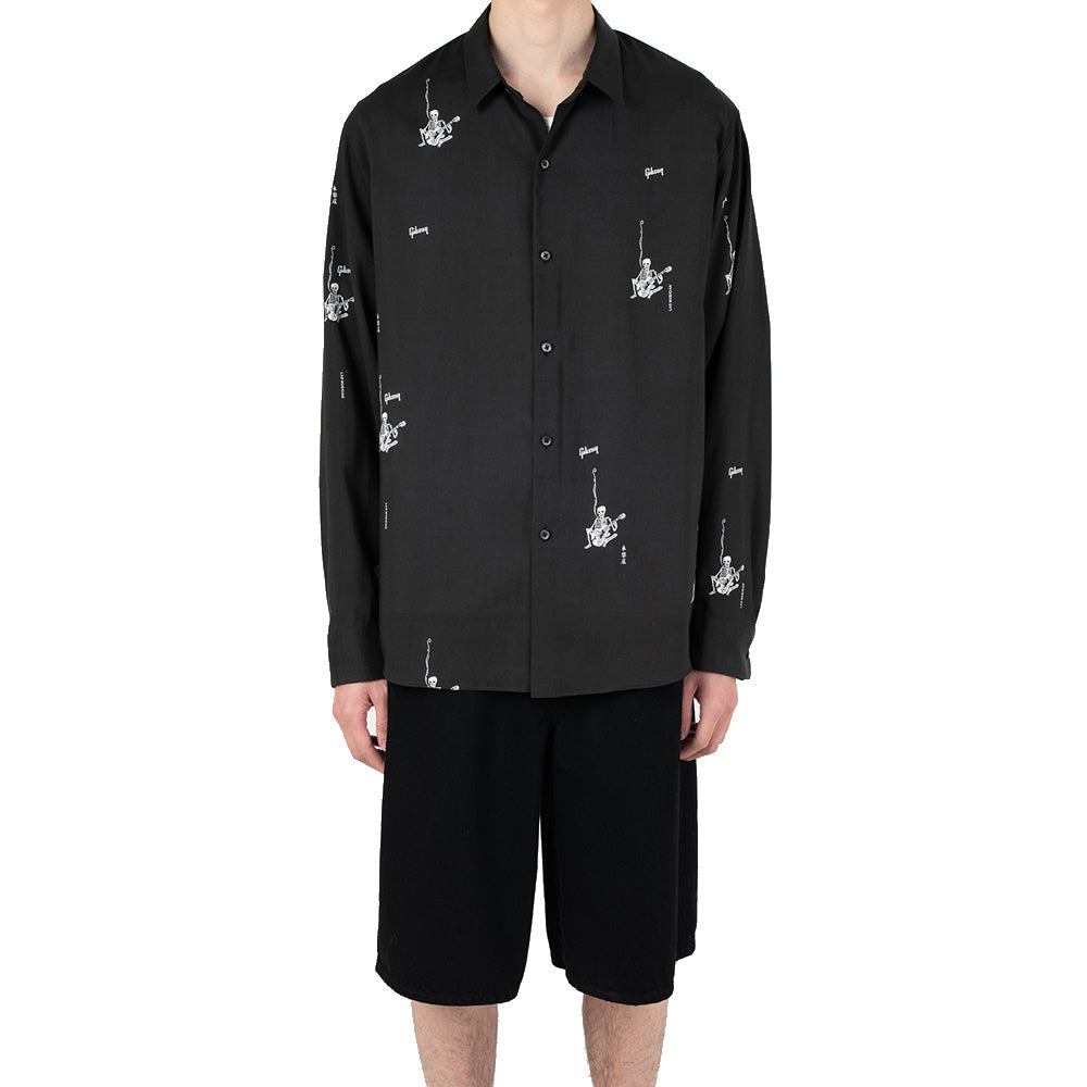 TENCEL TYPEWRITER COMFORT SHIRT SKULL GUITARIST柄 (永楽屋/Gibson/LAD MUSICIAN)