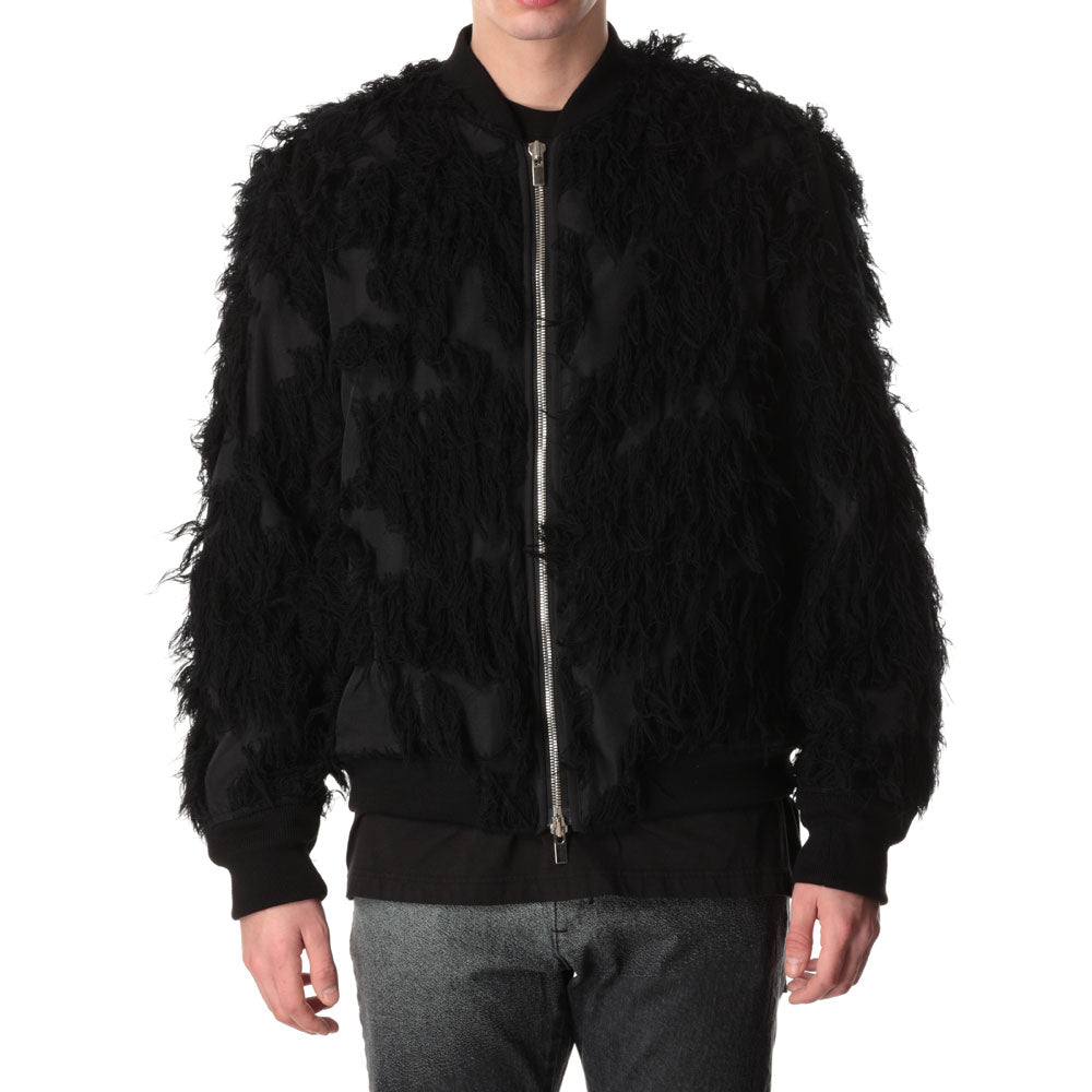 WO/PE FUR JACQUARD BOMBER JACKET