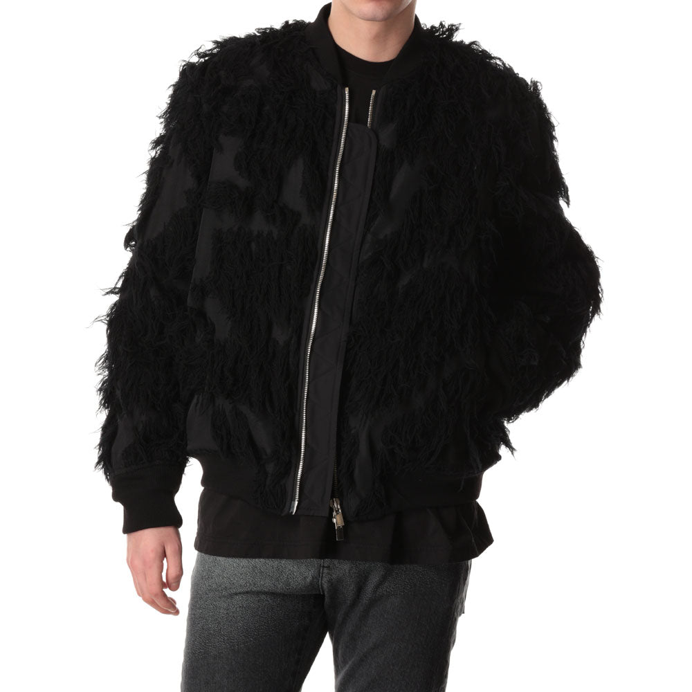 WO/PE FUR JACQUARD BOMBER JACKET