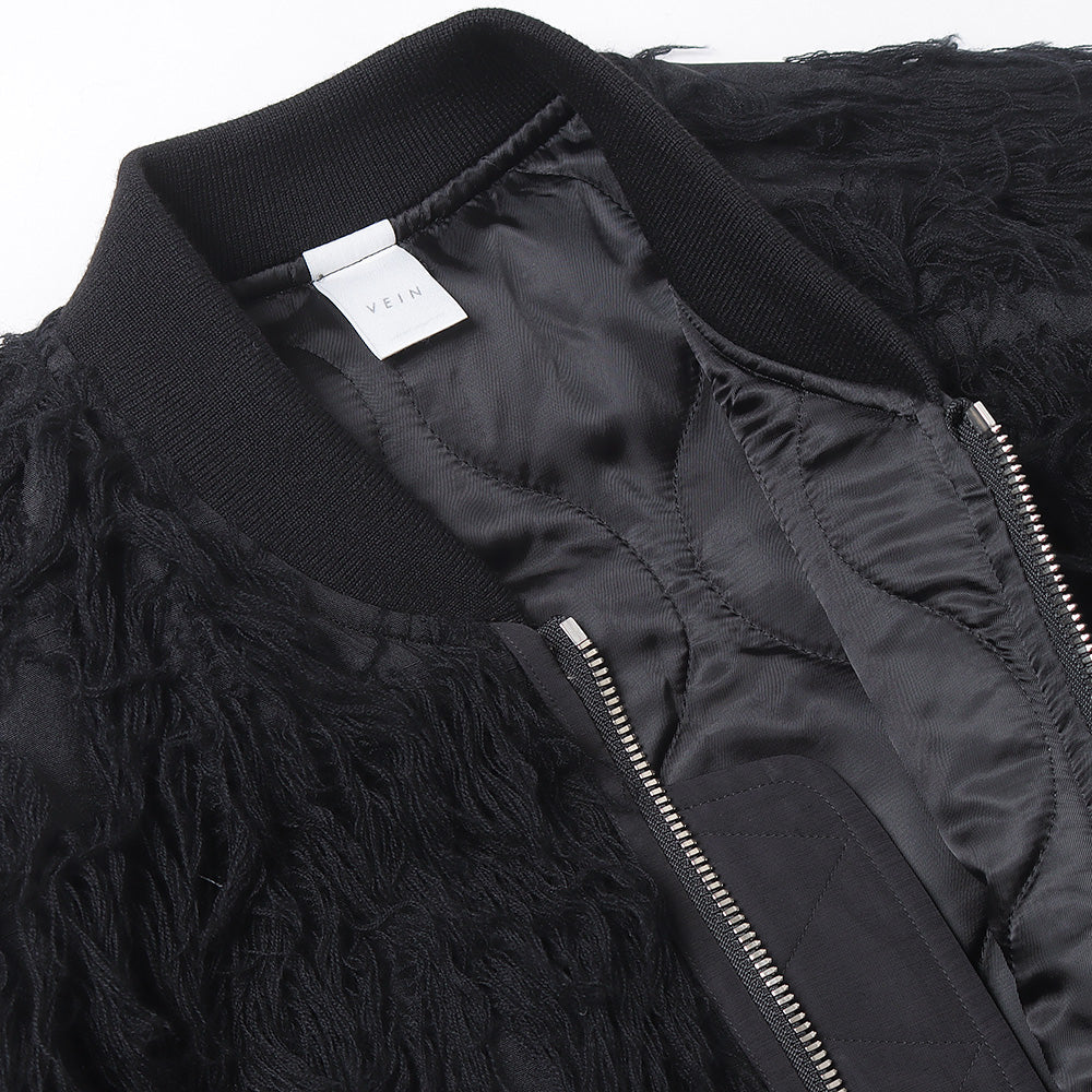WO/PE FUR JACQUARD BOMBER JACKET