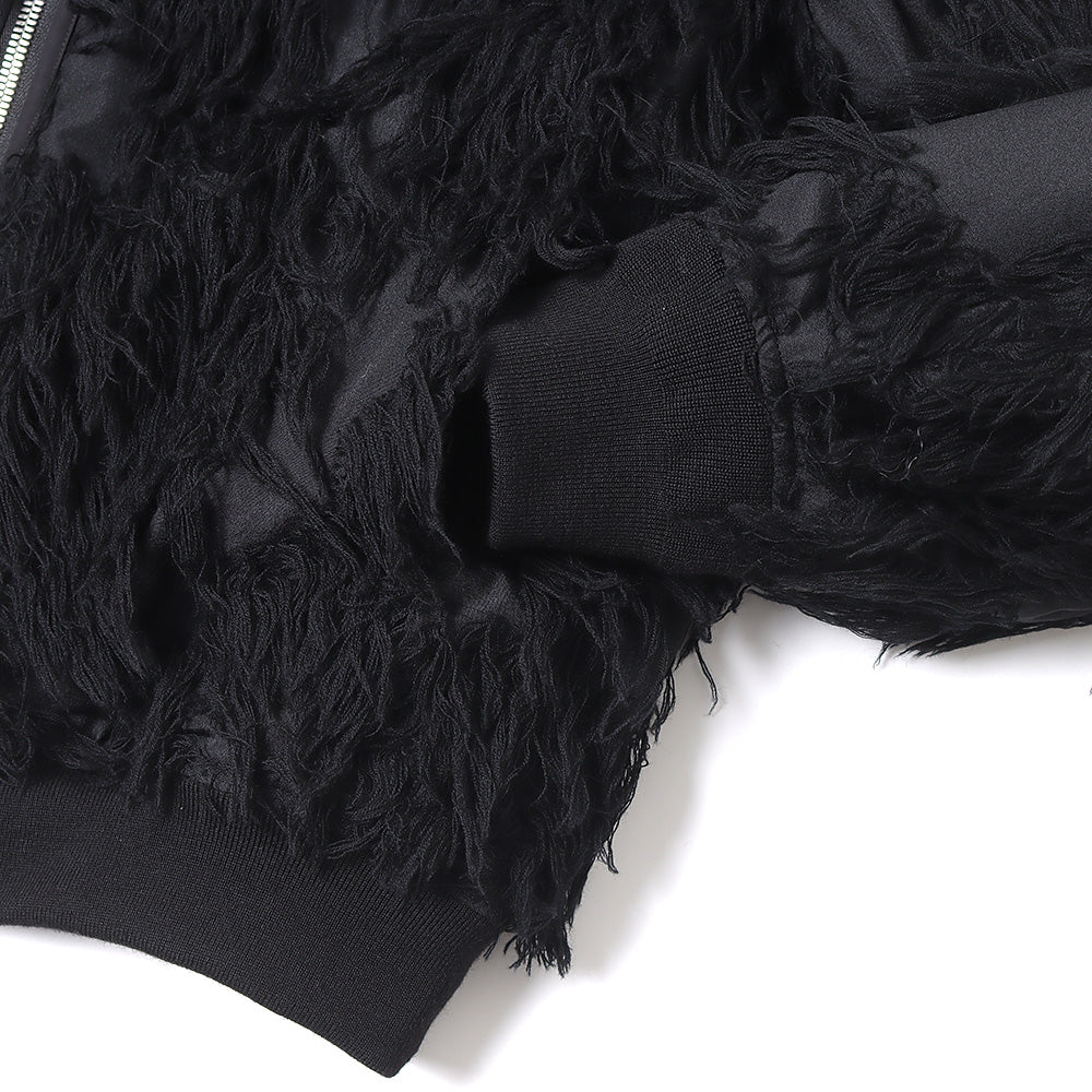 WO/PE FUR JACQUARD BOMBER JACKET