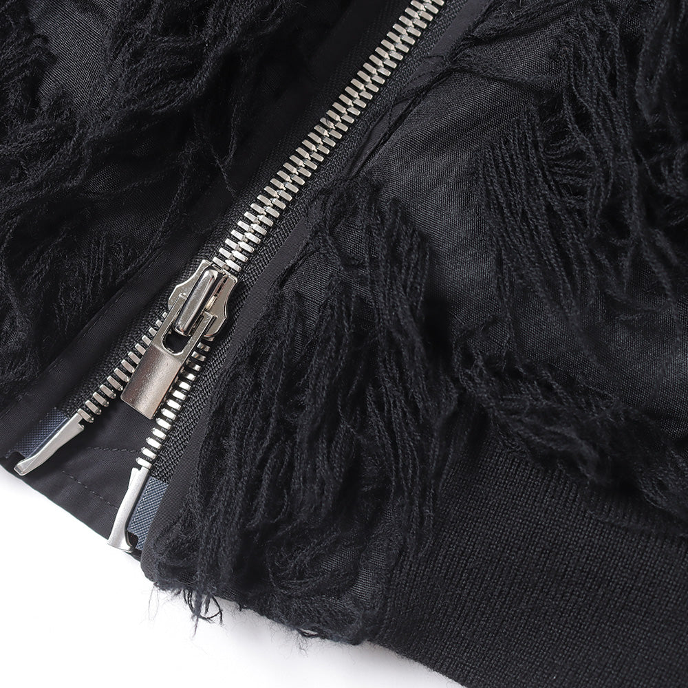 WO/PE FUR JACQUARD BOMBER JACKET