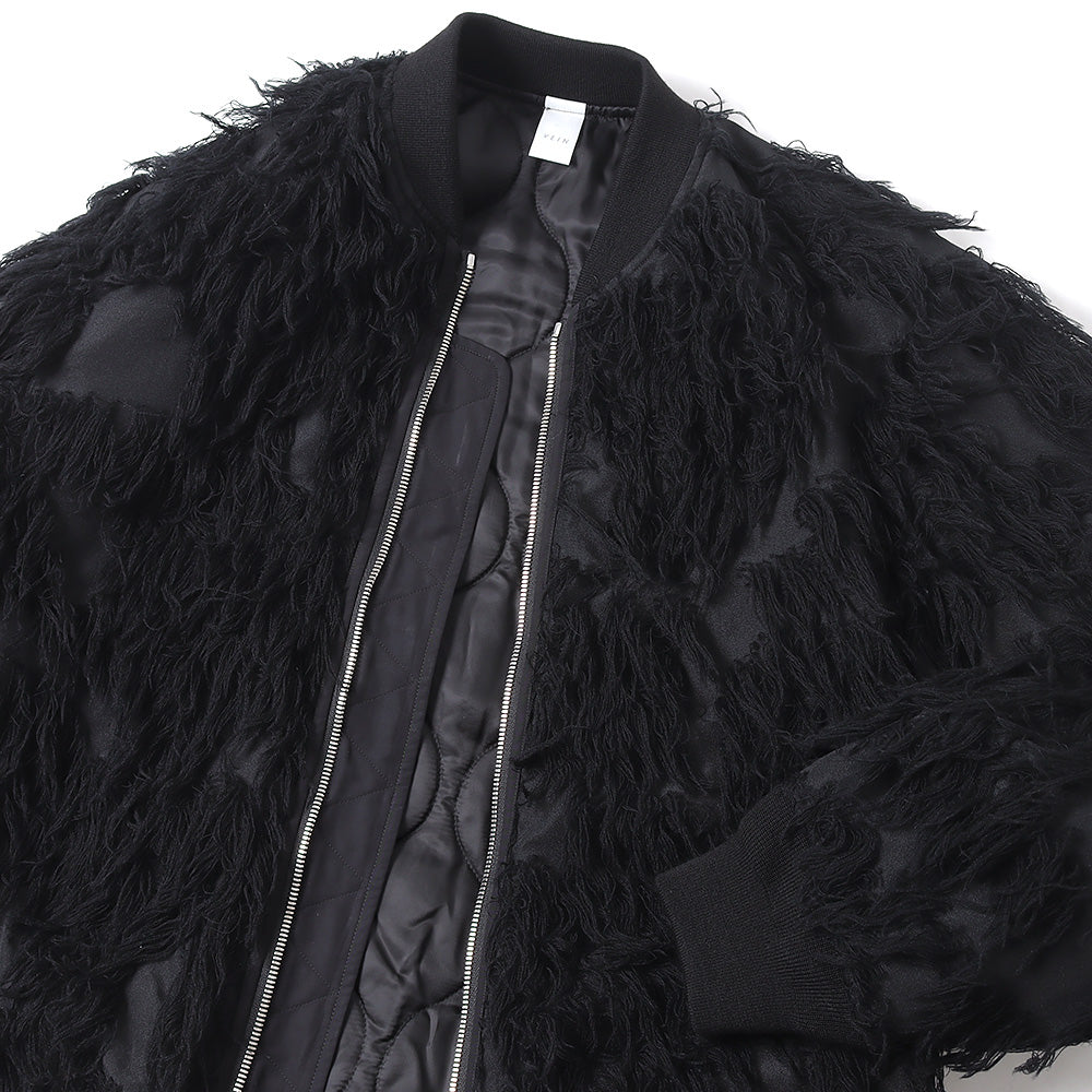 WO/PE FUR JACQUARD BOMBER JACKET