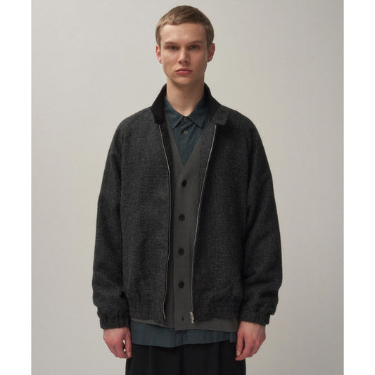  ALPACA HOUND TOOTH HARRINGTON JACKET  