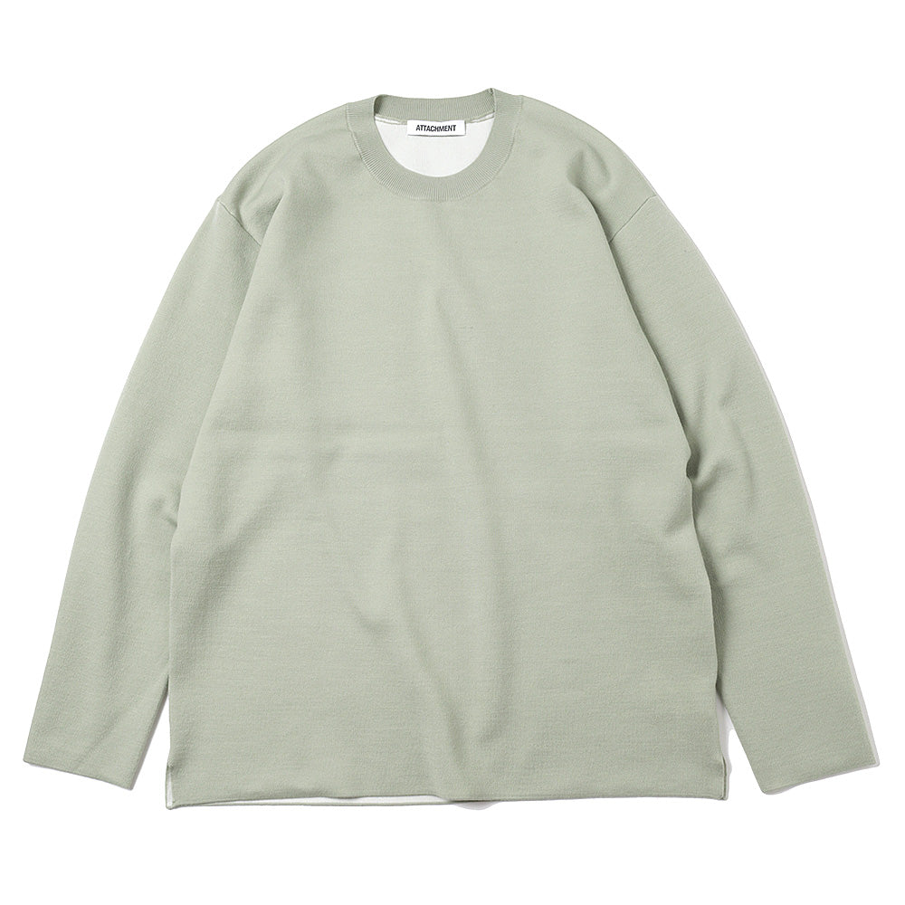 WO x PE DOUBLE FACE KNIT CREW NECK PULLOVER
