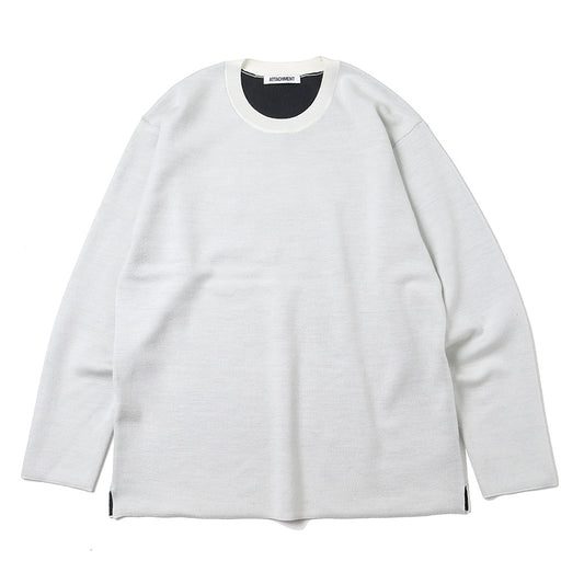  WO x PE DOUBLE FACE KNIT CREW NECK PULLOVER  