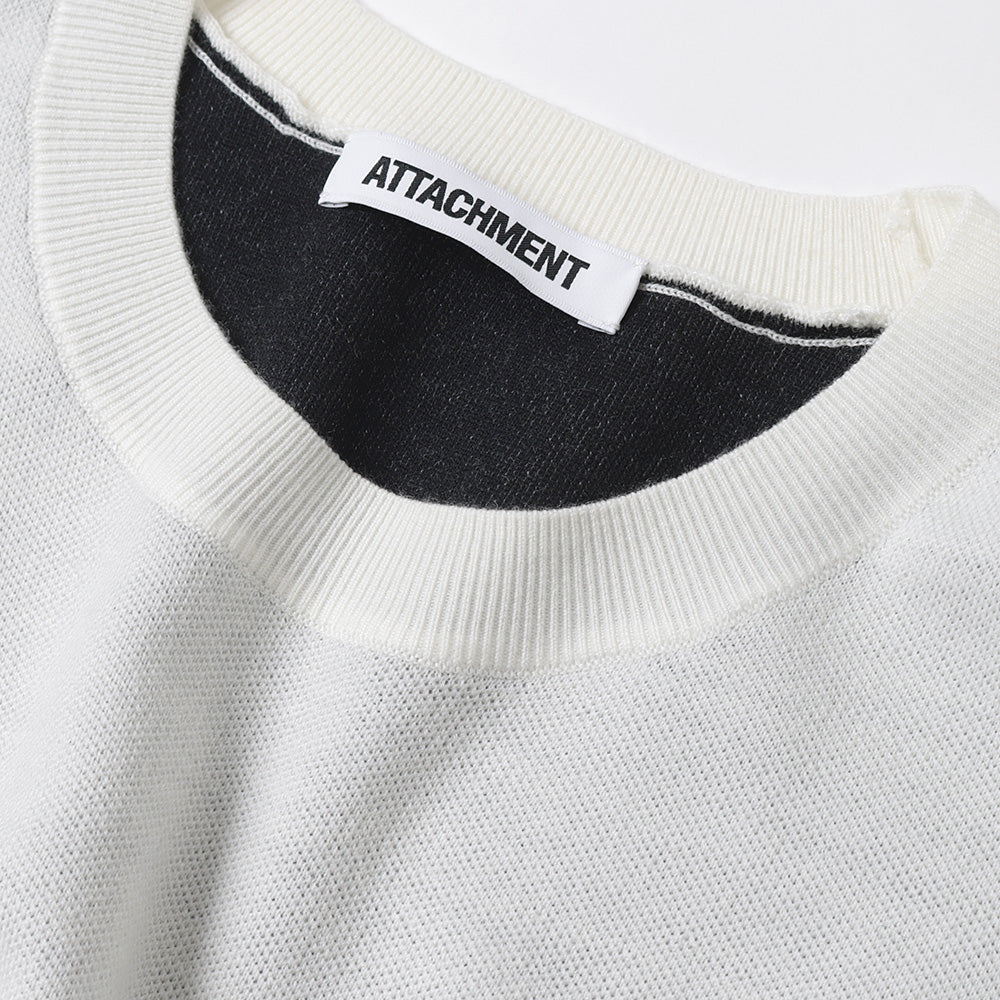 WO x PE DOUBLE FACE KNIT CREW NECK PULLOVER