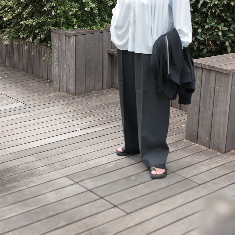 FLAT FRONT WIDE TROUSERS ORGANIC WOOL SURVIVAL CLOTH