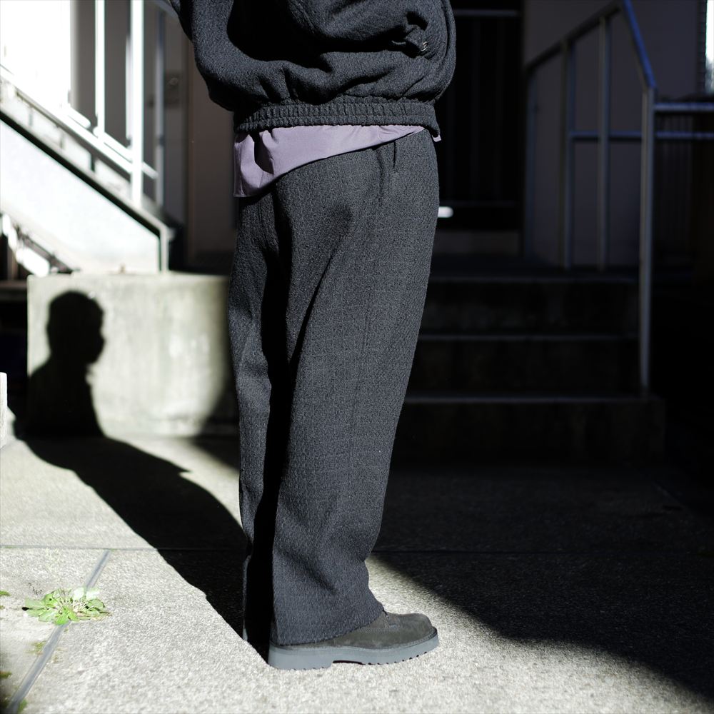 Elastic In Tuck Wide Tapered Trousers N Tweed