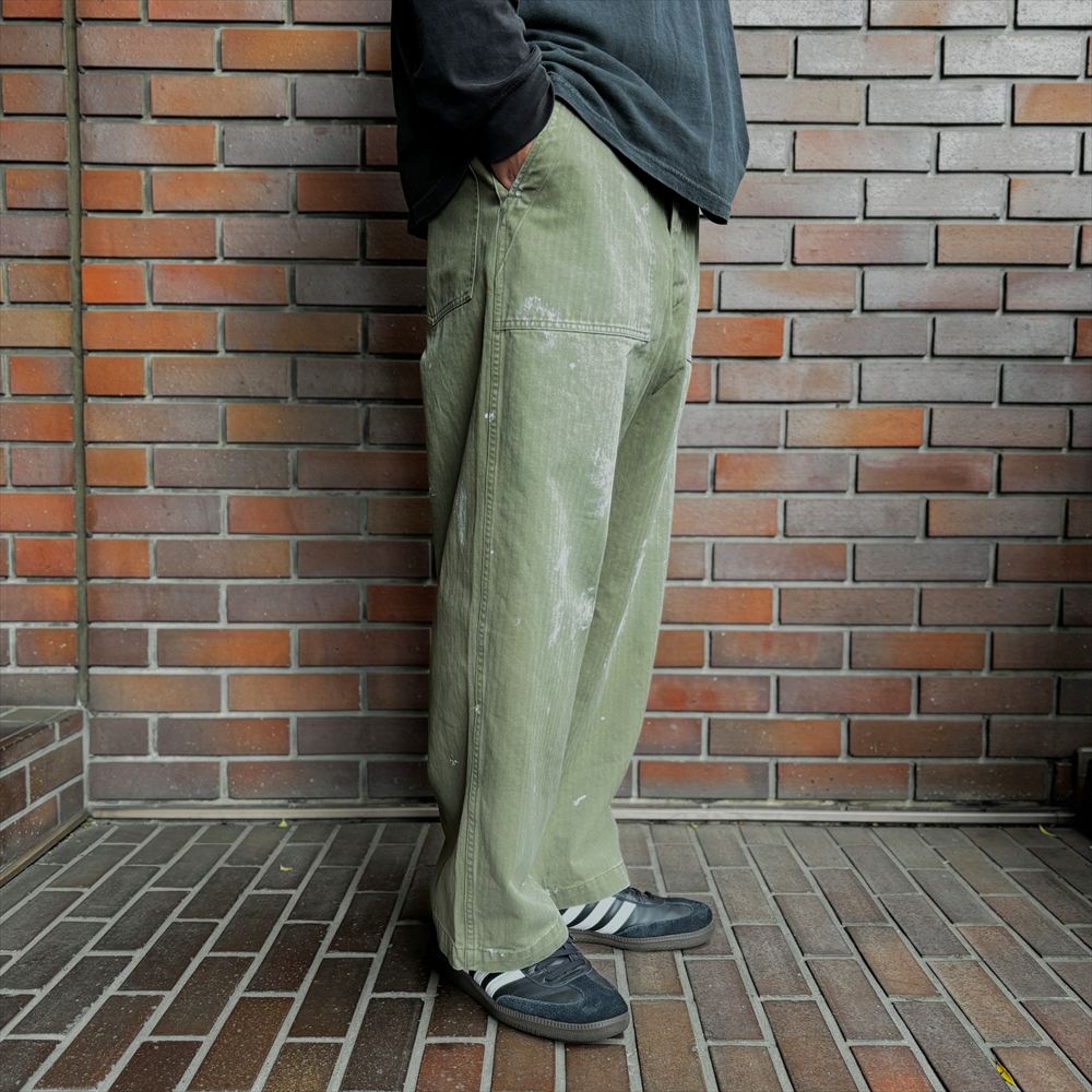 MILK PAINT VINTAGE WASH ORGANIC COTTON US ARMY M-47 BAKER PANTS