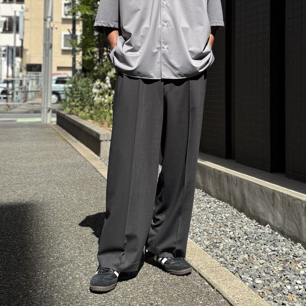ONE TUCK WIDE TROUSERS WOOL HIGH TWIST TROPICAL