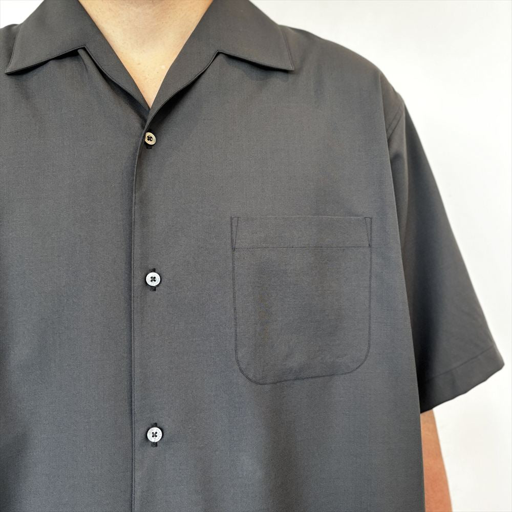 ITALIAN OPEN COLLAR S/S SHIRT ORGANIC WOOL 2/80 TROPICAL