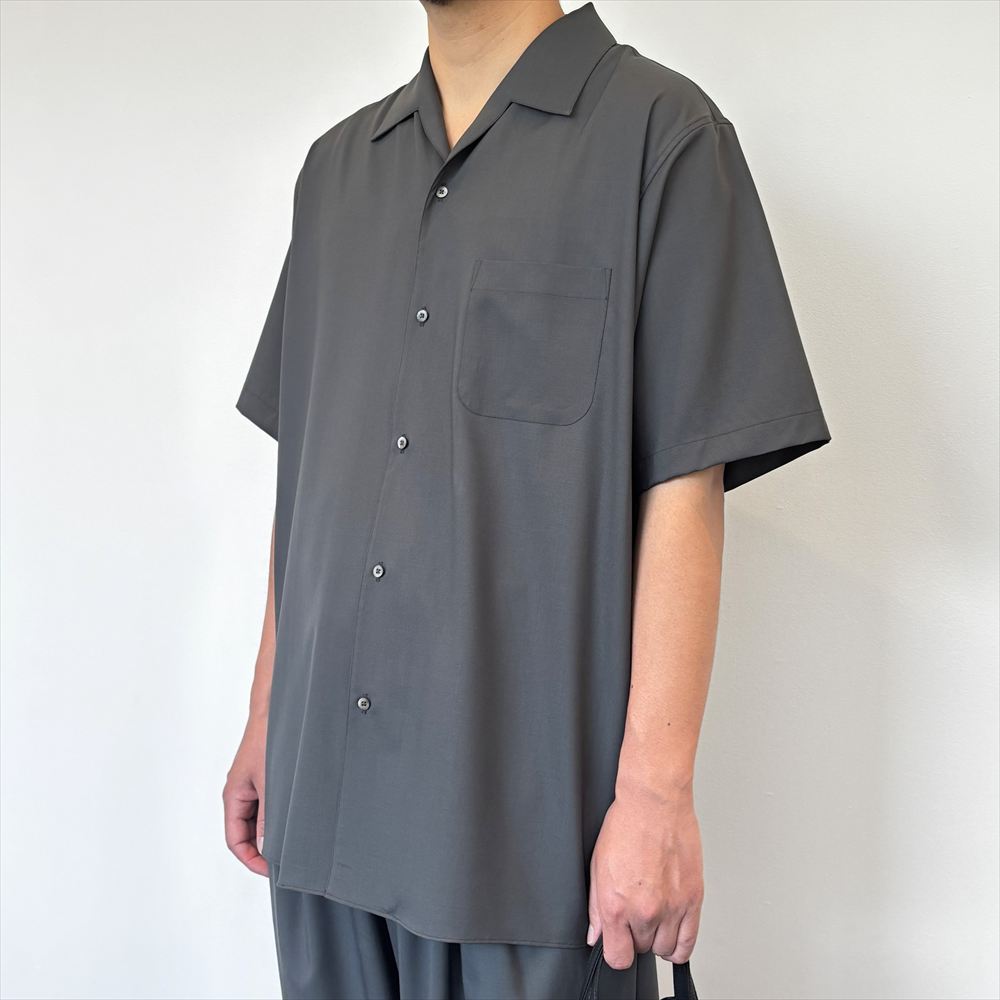 ITALIAN OPEN COLLAR S/S SHIRT ORGANIC WOOL 2/80 TROPICAL