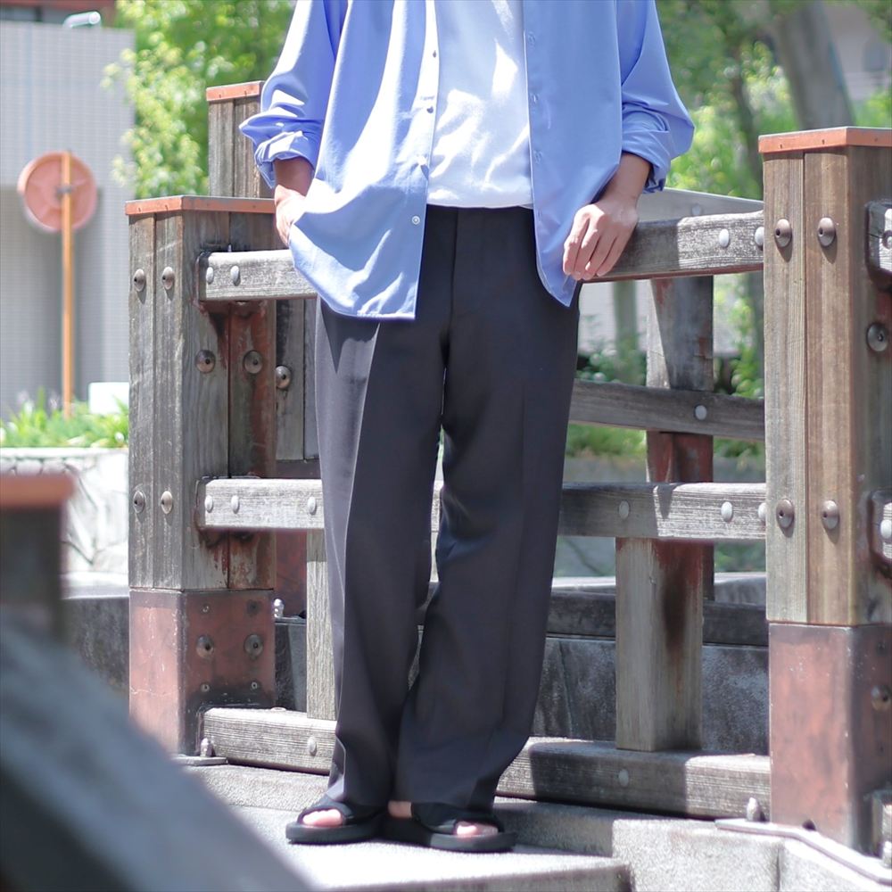 REGULAR FIT STRAIGHT TROUSERS RECYCLED POLYESTER WOOL GABARDINE