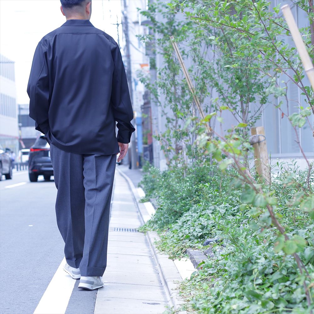 DOUBLE PLEATED SEMI EASY TROUSERS ORGANIC WOOL SURVIVAL CLOTH