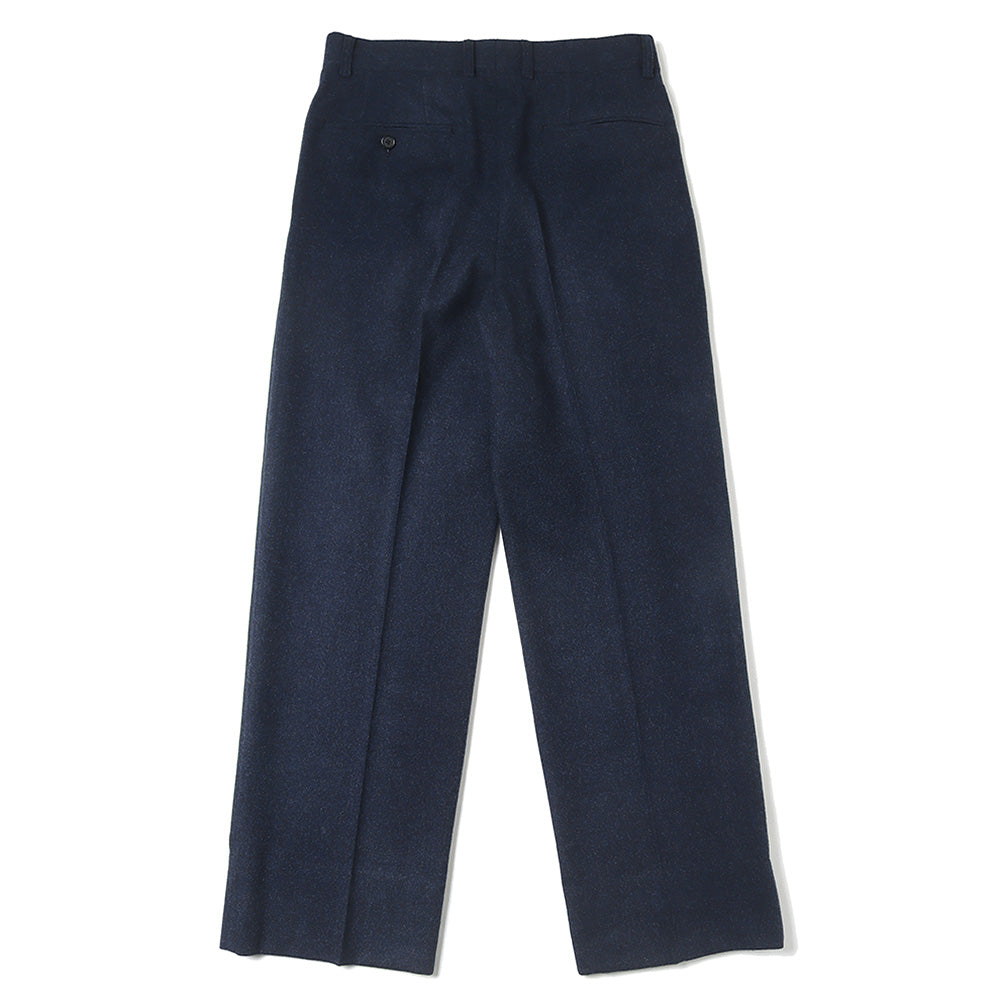 VIRGIN WOOL AND CASHMERE FLANNEL 2-TUCK STRAIGHT SLACKS