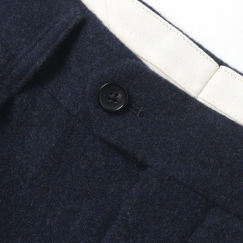 VIRGIN WOOL AND CASHMERE FLANNEL 2-TUCK STRAIGHT SLACKS