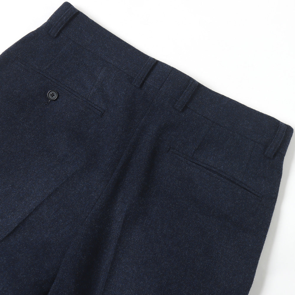 VIRGIN WOOL AND CASHMERE FLANNEL 2-TUCK STRAIGHT SLACKS