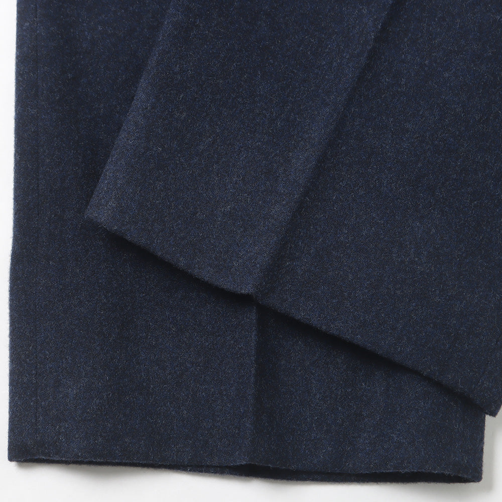 VIRGIN WOOL AND CASHMERE FLANNEL 2-TUCK STRAIGHT SLACKS