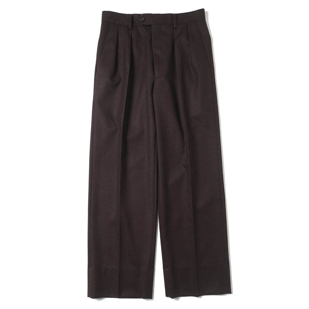 WOOL FRANNEL DRAPE 2-TUCK STRAIGHT SLACKS