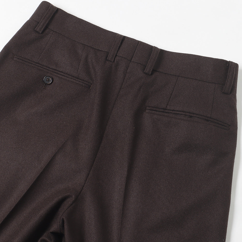 WOOL FRANNEL DRAPE 2-TUCK STRAIGHT SLACKS