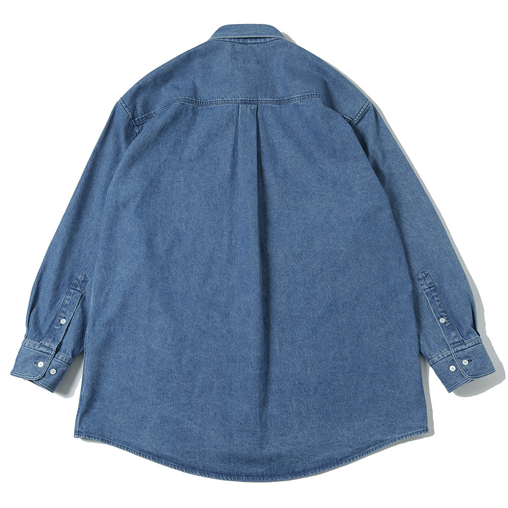 90S FIT UK HEAVY USED DENIM BUTTON DOWN SHIRT