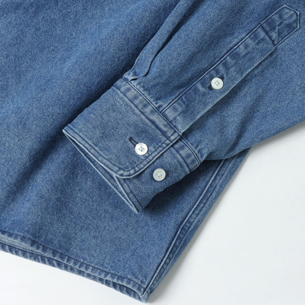 90S FIT UK HEAVY USED DENIM BUTTON DOWN SHIRT