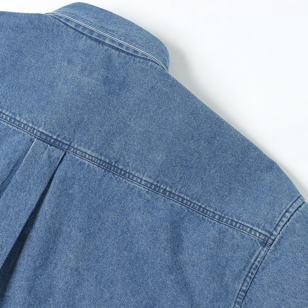 90S FIT UK HEAVY USED DENIM BUTTON DOWN SHIRT