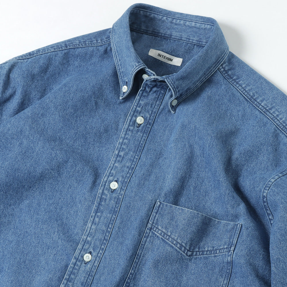 90S FIT UK HEAVY USED DENIM BUTTON DOWN SHIRT