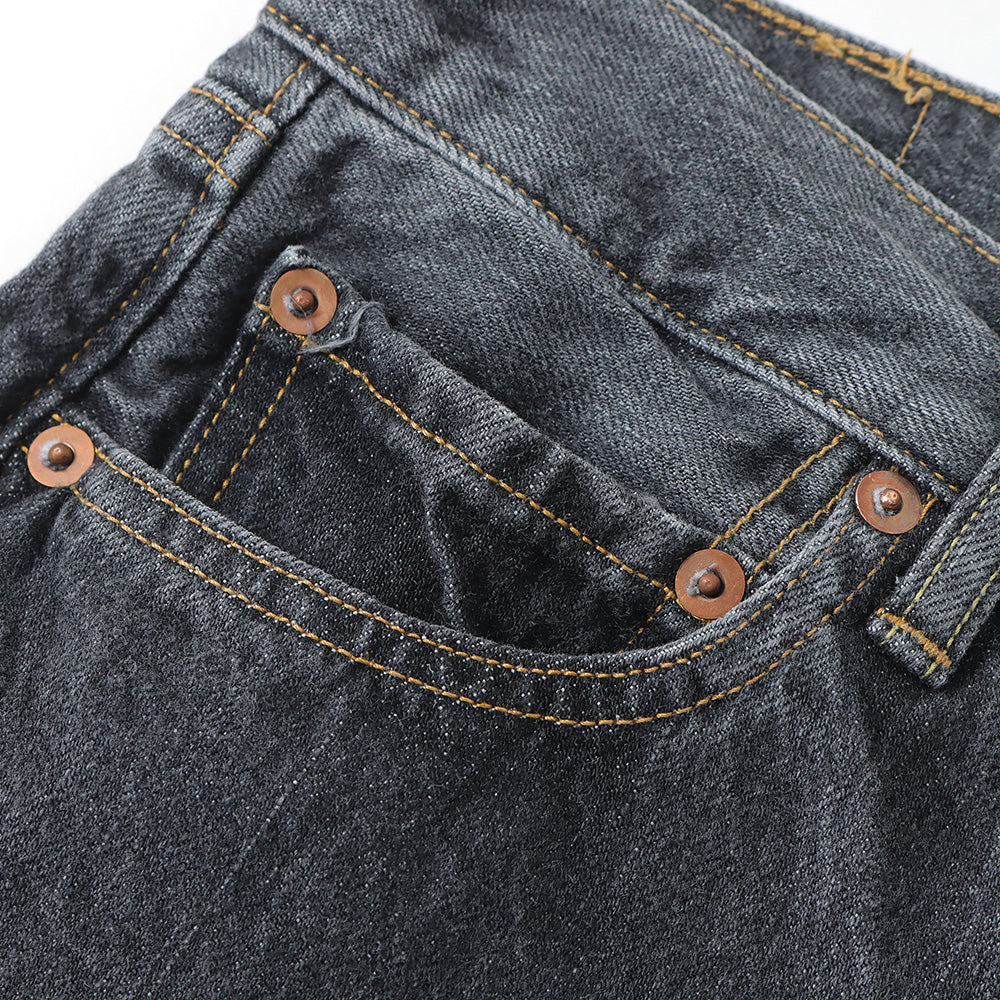 40s MIL BAGGY ZIPPED USED SHUTTLE DENIM TROUSERS