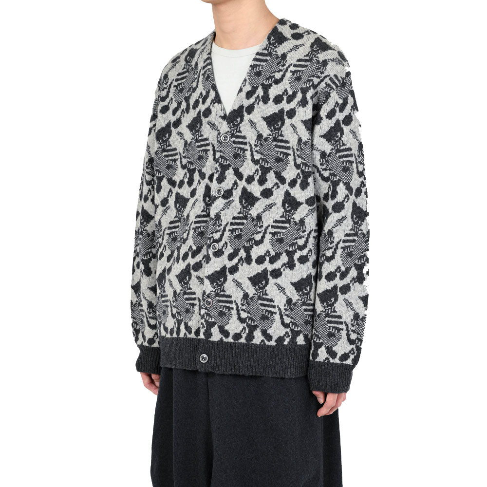 ACRYLIC/WOOL SJQ KNIT GUITAR CAT CARDIGAN