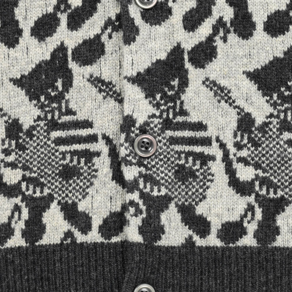 ACRYLIC/WOOL SJQ KNIT GUITAR CAT CARDIGAN