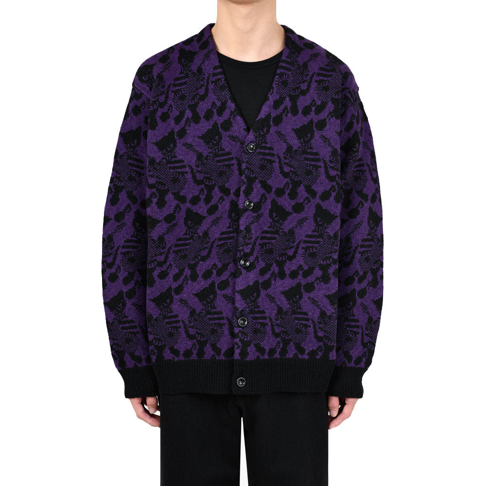 ACRYLIC/WOOL SJQ KNIT GUITAR CAT CARDIGAN