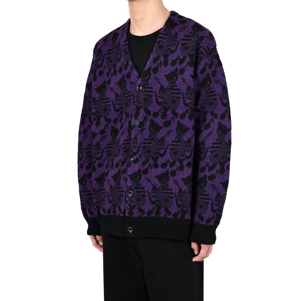 ACRYLIC/WOOL SJQ KNIT GUITAR CAT CARDIGAN