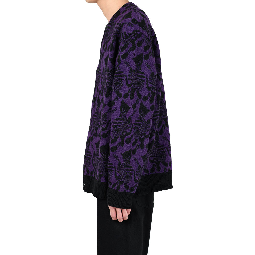 ACRYLIC/WOOL SJQ KNIT GUITAR CAT CARDIGAN