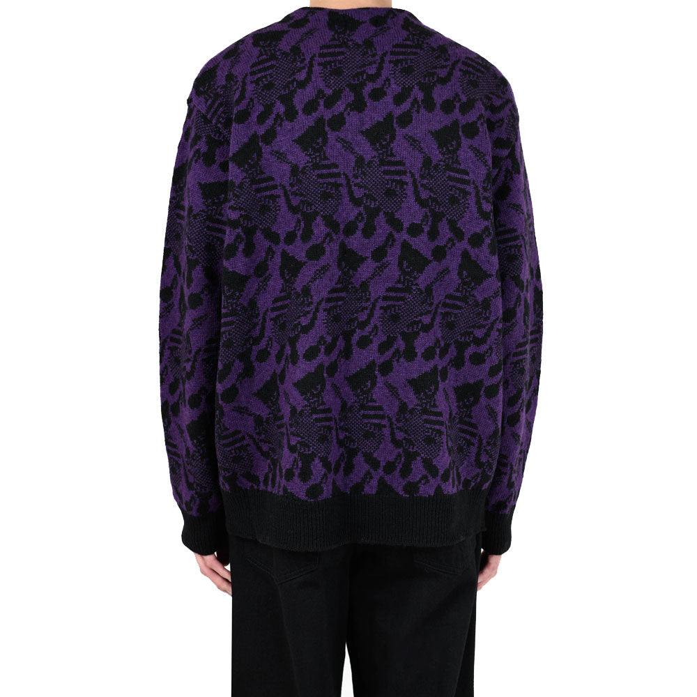 ACRYLIC/WOOL SJQ KNIT GUITAR CAT CARDIGAN
