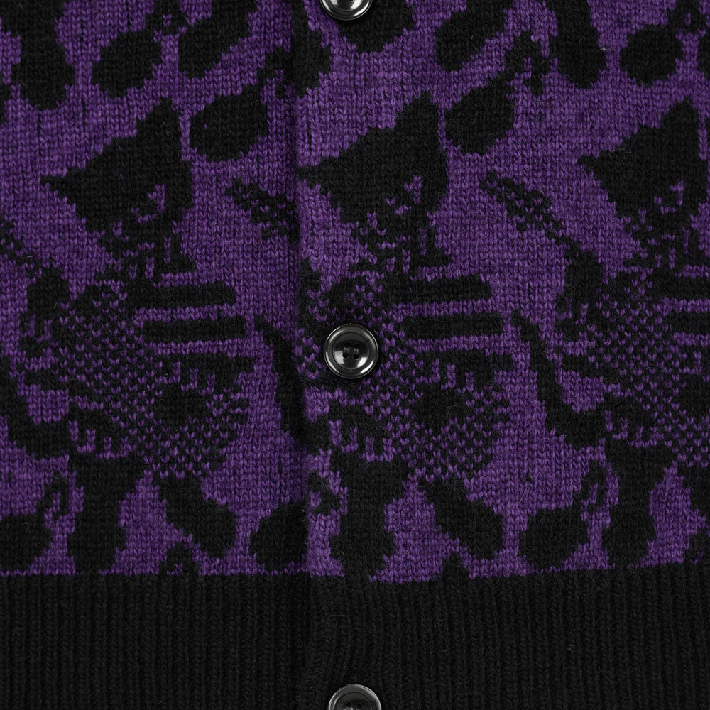 ACRYLIC/WOOL SJQ KNIT GUITAR CAT CARDIGAN