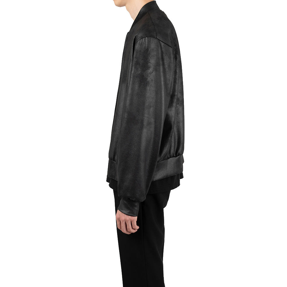 STRETCH FAUX LEATHER JERSEY BLOUSON