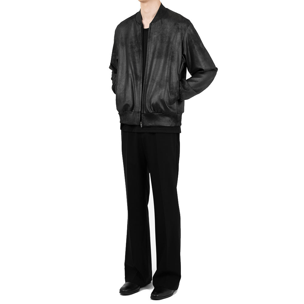 STRETCH FAUX LEATHER JERSEY BLOUSON