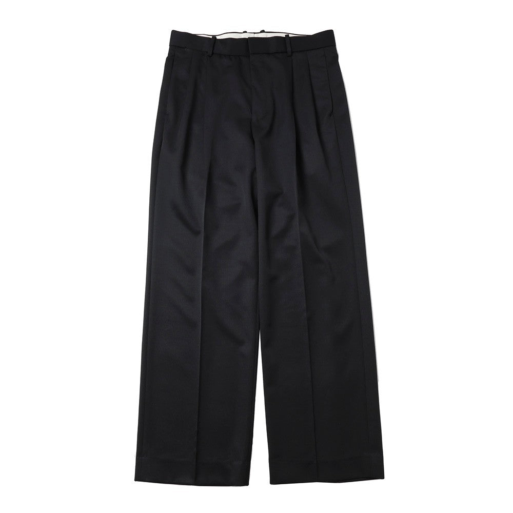 DOUBLE PLEATED STRAIGHT TROUSERS ORGANIC WOOL GABARDINE