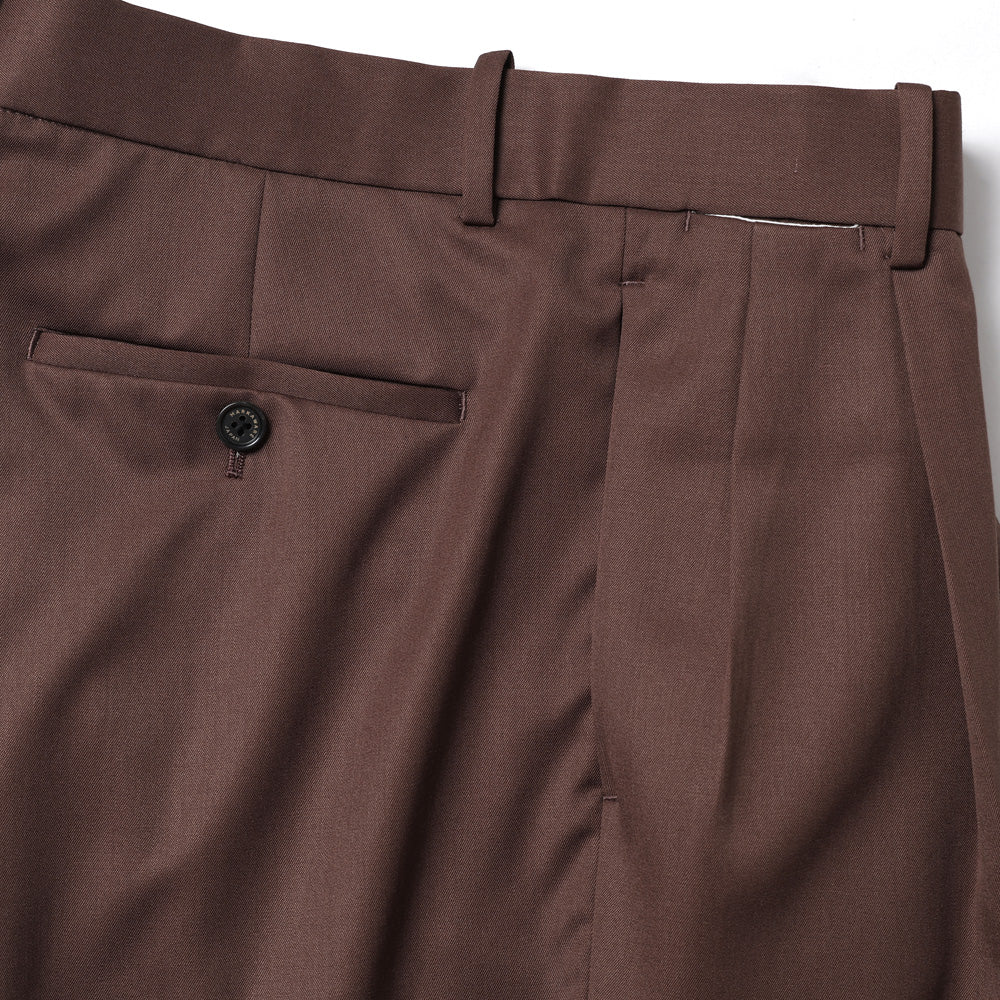 DOUBLE PLEATED STRAIGHT TROUSERS ORGANIC WOOL GABARDINE