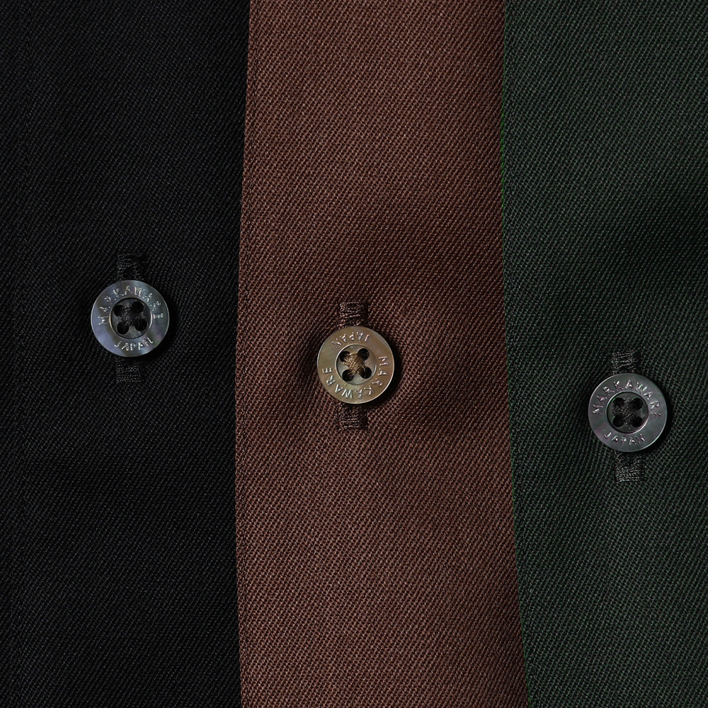ITALIAN OPEN COLLAR SHIRT ORGANIC WOOL GABARDINE