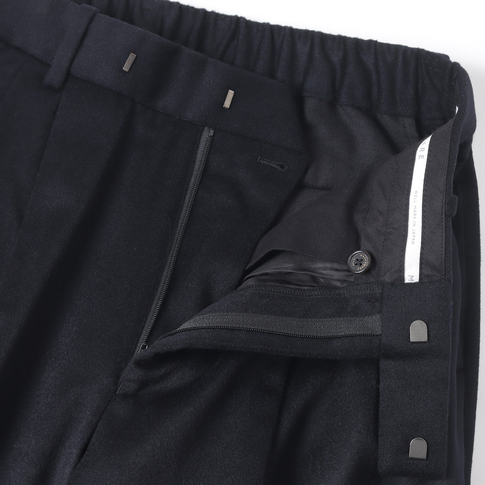 DOUBLE PLEATED CLASSIC WIDE TROUSERS CASHMERE FLANNEL