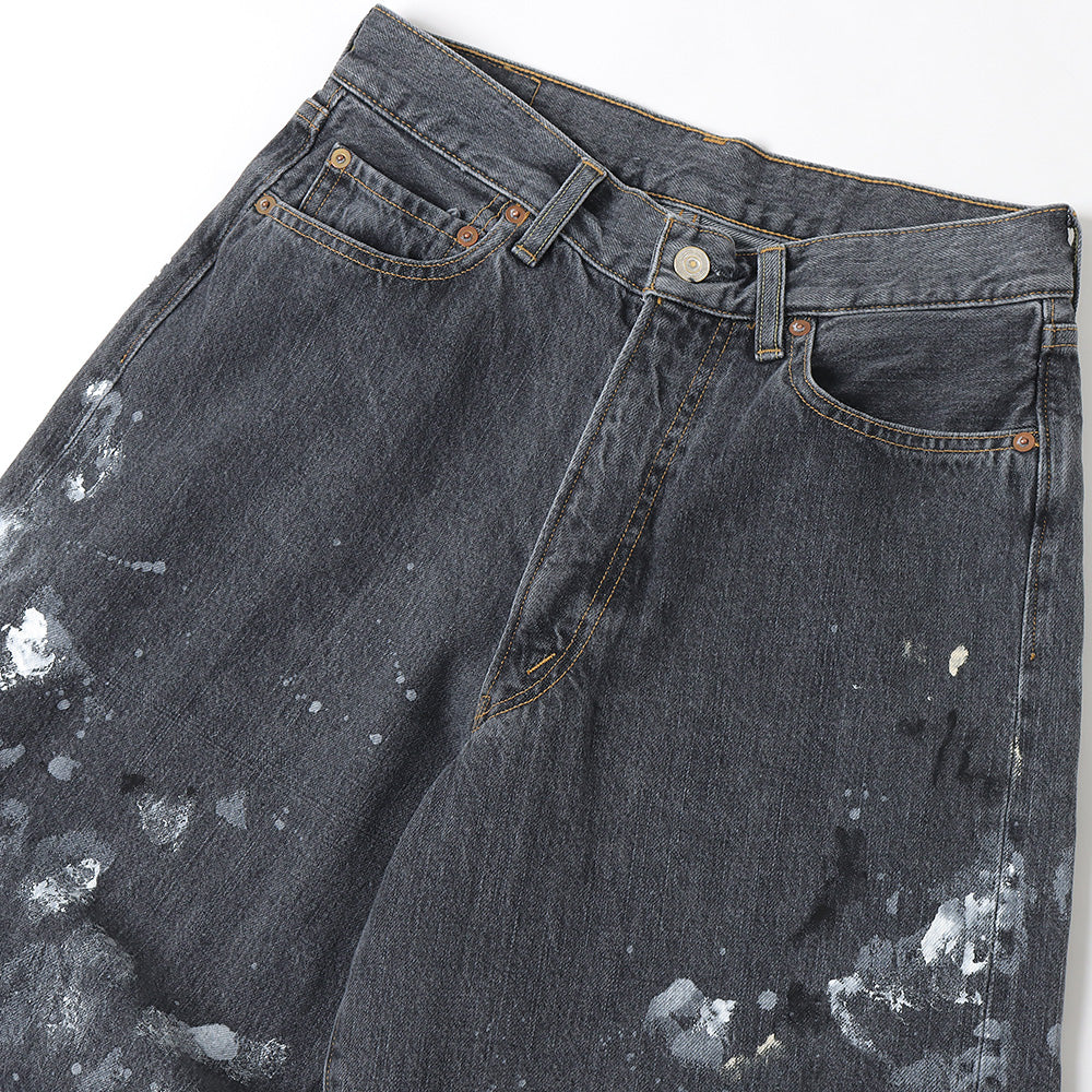 MILK PAINT 40s MIL BAGGY ZIPPED USED SHUTTLE DENIM TROUSERS