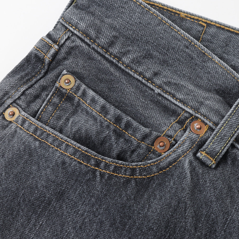 MILK PAINT 40s MIL BAGGY ZIPPED USED SHUTTLE DENIM TROUSERS